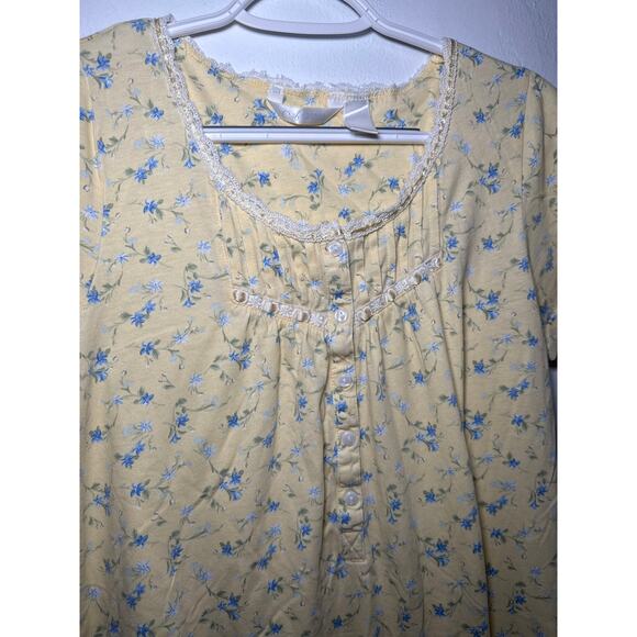 Adonna yellow floral moomoo night gown womens small sleepwear cozy evening - Picture 2 of 8